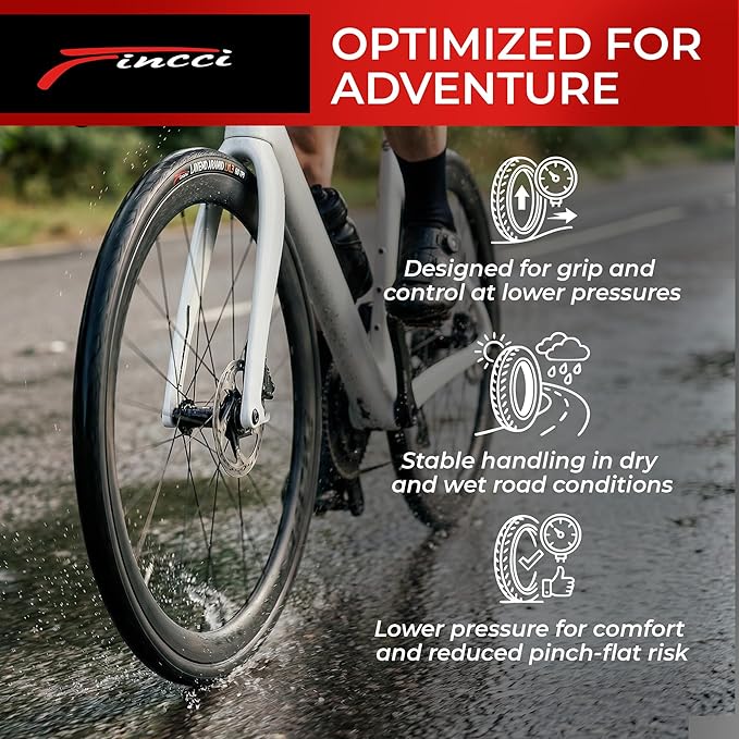 Fincci Laveno 700x32c Bike Tire - Pair Foldable Aramid 700c Durable Tires 32-622 with 1 mm Nylon Puncture Proof - 28 inch Bicycle Tires for Road, Hybrid Bikes - 60 TPI