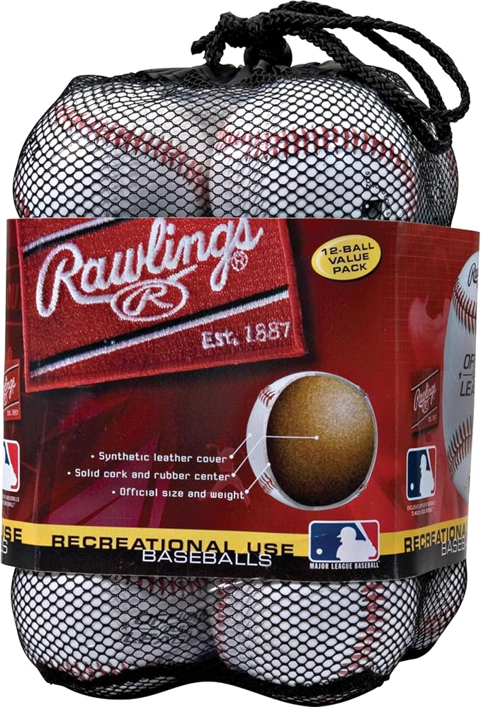 Rawlings | 公式リーグ レクリエーション用 練習用野球ボール | ユース | 12個入りバッグ | OLB3BAG12 | 12個入り