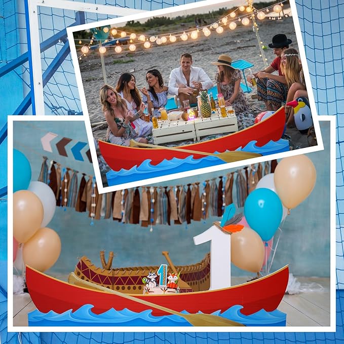 Canoe Cardboard Cutout Stand up Set Beach Nautical-Inspired Events Camping-Themed Canoe Stand up Photo Props for VBS Vacation Bible School Party Supplies (6 Ft)