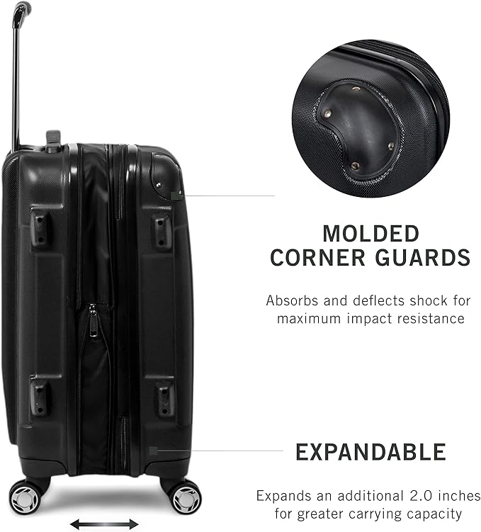 Kenneth Cole REACTION Renegade Luggage Expandable 8-Wheel Spinner Lightweight Hardside Suitcase, Black, 28-Inch Checked