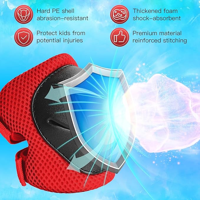 Kids Bike Helmet Set for Boys Girls Toddler Bicycle Helmet Adjustable Skateboard Helmet Protective Gear Set Knee Elbow Wrist Pads for Children Cycling, Scooter, Outdoor Sports