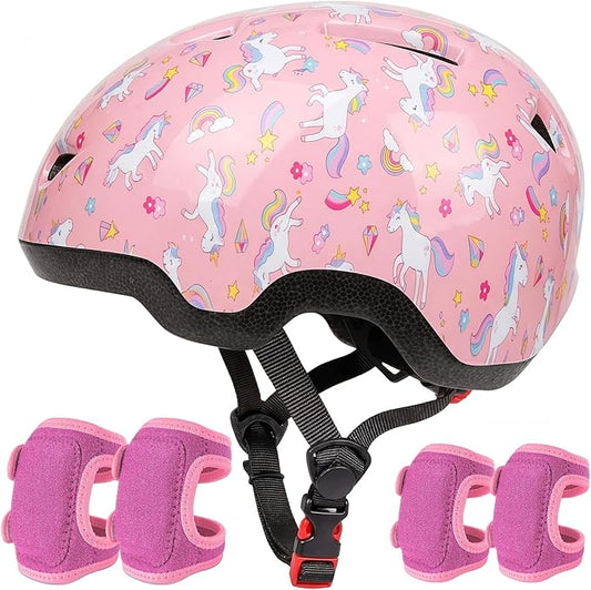 Toddler Helmet with Knee Pads and Elbow Pads Set for Kids Age 1-3, Adjustable Infant Baby Bike Helmet for Girls Boys for Balance Bike, Scooter, Bicycle