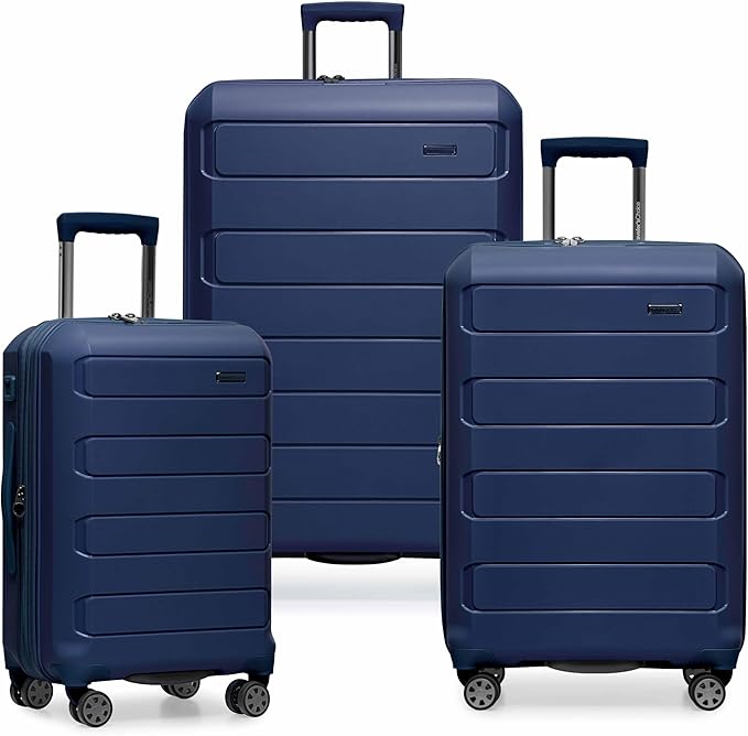 Traveler's Choice Pagosa ハードシェル 拡張可能スピナー荷物 ネイビー 3点セット (22/26/30)