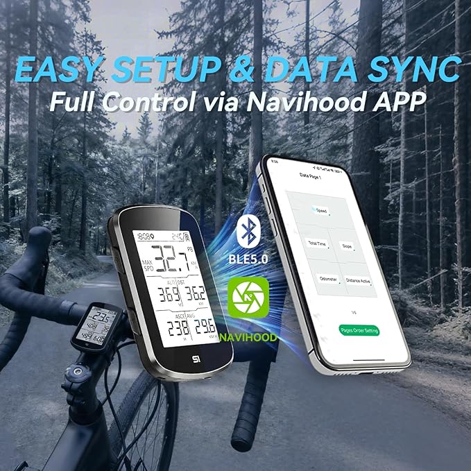 S1 Entry Level GPS Bike Computer Wireless, Laminated 2.8" Screen, Ultra Thin and Lightweight Bike Speedometer, IPX7 Waterproof