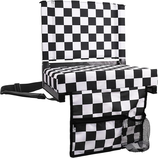 SPORT BEATS Stadium Seats with Back Support Bleacher Chairs with Back and Cushion Thick Padded Bleacher Seats Includes Shoulder Strap Check 1pc Standard