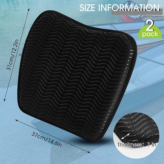 Lewtemi 2 Pcs Kayak Seat Cushion Comfortable Kayak Seat Pad Anti Slip Waterproof Boat Cushion for Inflatable Canoe Boat Kayaking Drifting Rafting Fishing Accessory Water Sports Outdoor, 15 x 12''