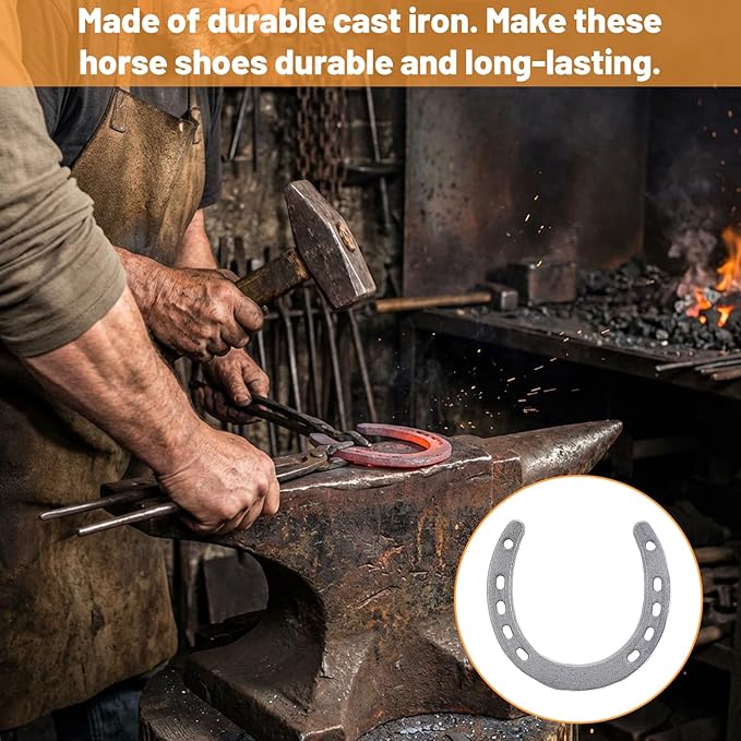 HANLANXUE 12Pcs Cast Iron Horse Shoes for Decorations, Durable Good Lucky Horseshoe for Wall Décor, Indoor, Outdoor, Cowboy, Western, Wedding, Crafts, Birthday Party Favors Supplies, 4.5" x 4.3"
