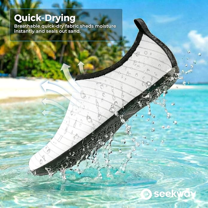 SEEKWAY Water Shoes Women Men Adult Quick-Dry Aqua Socks Barefoot Non Slip for Beach Swim River Pool Lake surf Black SK002(U)