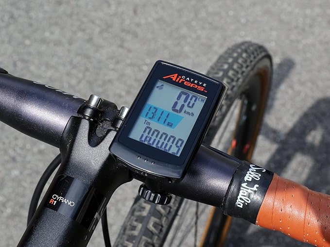 CATEYE AirGPS USB Rechargeable Bike Computer – GPS Cycling Computer with Bluetooth ANT+, GPS Bicycle Speedometer, FlexTight™ Mount, IPX7 Waterproof, Auto Backlight Display, Ride Upload