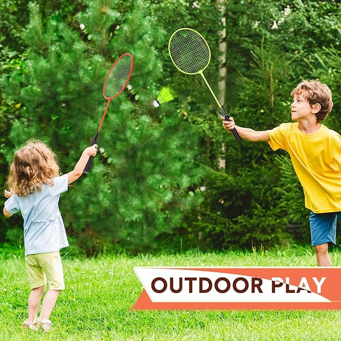 12 Pack Badminton Rackets Set Including Badminton Racquets, Nylon Shuttlecocks and Carry Bag for Outdoor Backyard Games Beginners