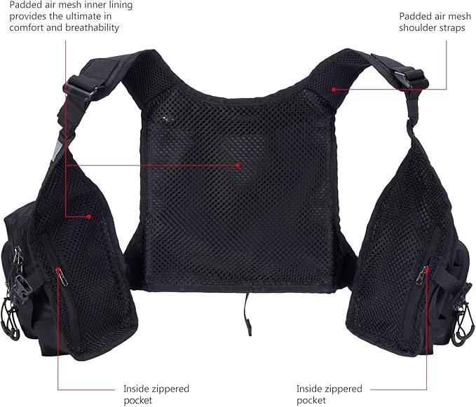 BASSDASH FV08 Ultra Lightweight Fly Fishing Vest for Men and Women Portable Chest Pack One Size Fits Most