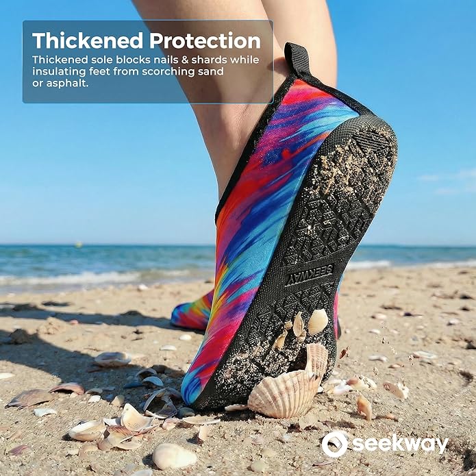 SEEKWAY Water Shoes Women Men Adult Quick-Dry Aqua Socks Barefoot Non Slip for Beach Swim River Pool Lake surf Black SK002(U)