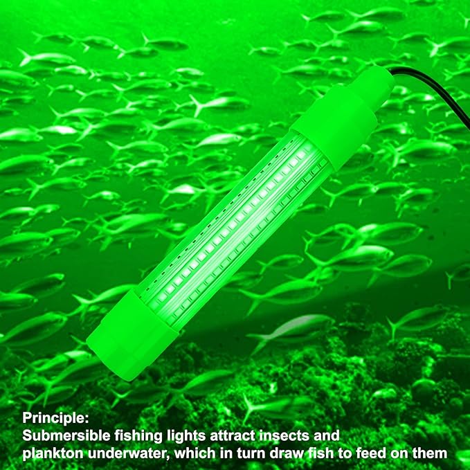 Linkstyle 126 LED Underwater Submersible Fishing Light with 5M Cord, 13W DC 12V 1000ML LED Fish Finder Light Attractants Lamp + Battery Clamps for Ice Fishing Boat, IP68