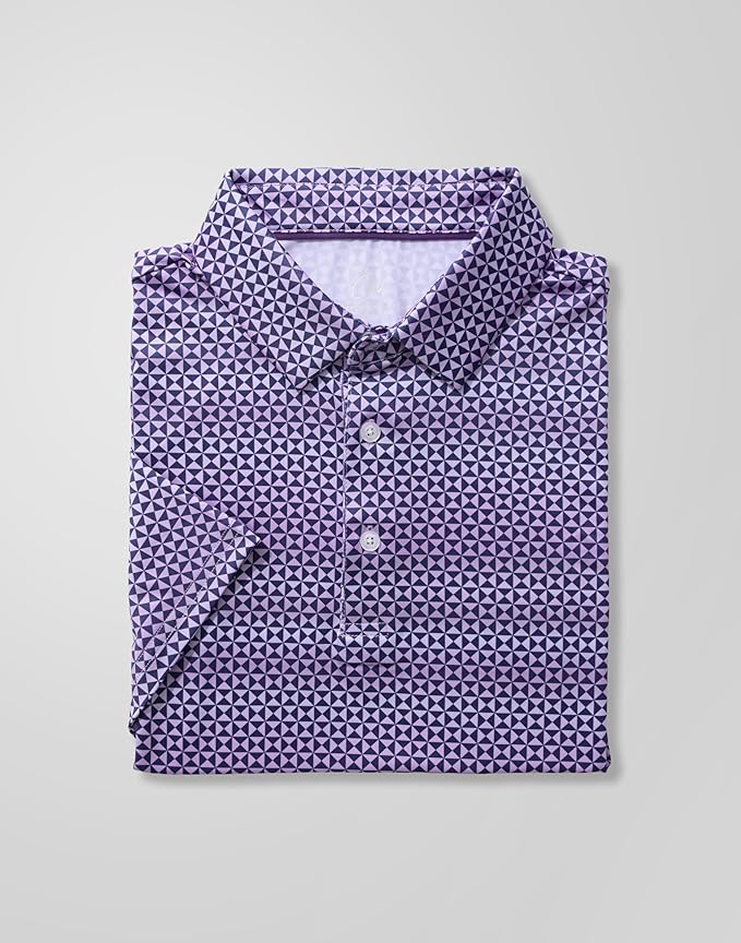 Obla Mens Golf Polo Shirts Short Sleeve Dry Fit Performance Moisture Wicking Casual Print Collared Golf Shirts for Men