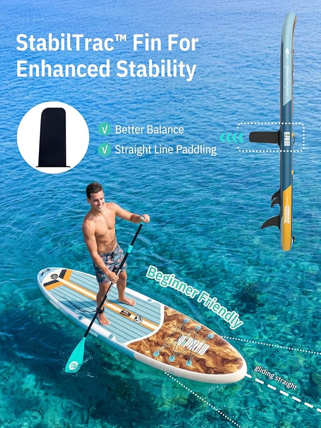 Niphean Inflatable Stand Up Paddle Board with SUP Accessories, Anti-Slip EVA Deck, 10’6’’ Inflatable Paddle Boards for Adults & Youth of All Skill Levels
