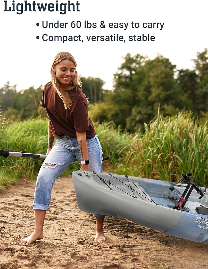 Upgraded Brooklyn 10.0 Pedal Sit-On-Top Kayak by BKC, Lightweight Fishing Kayak with Flipper Pedal Drive, Rudder Steering, 350 lb Capacity, Stable 10 ft Hull, Adjustable Seat, Storage & Rod Holders
