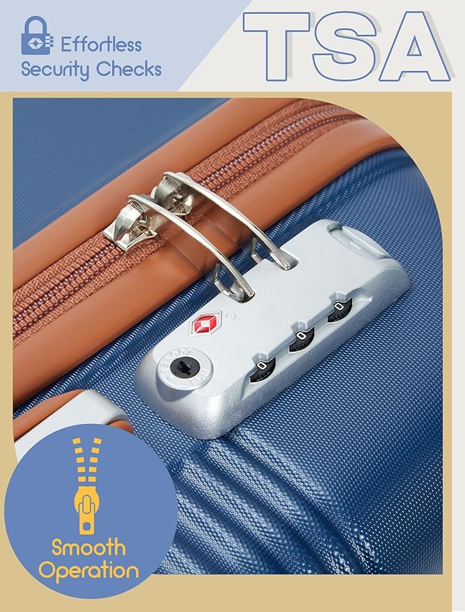 5点セットスーツケース 車輪付き、ハードシェル、TSAロック付きABS機内持ち込み可能、旅行用スーツケース