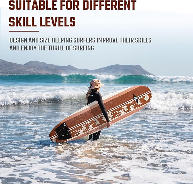 Billabong x CONTOUR SURF 7ft/8ft Soft Top Foam Surfboard for Beginner Adults and Kids Lightweight Shortboard for Surfing Durable, Stable, and Easy to Ride for All Levels Surfers