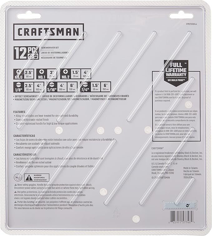 CRAFTSMAN Screwdriver Set, Assorted, 12Piece (CMHT65044)