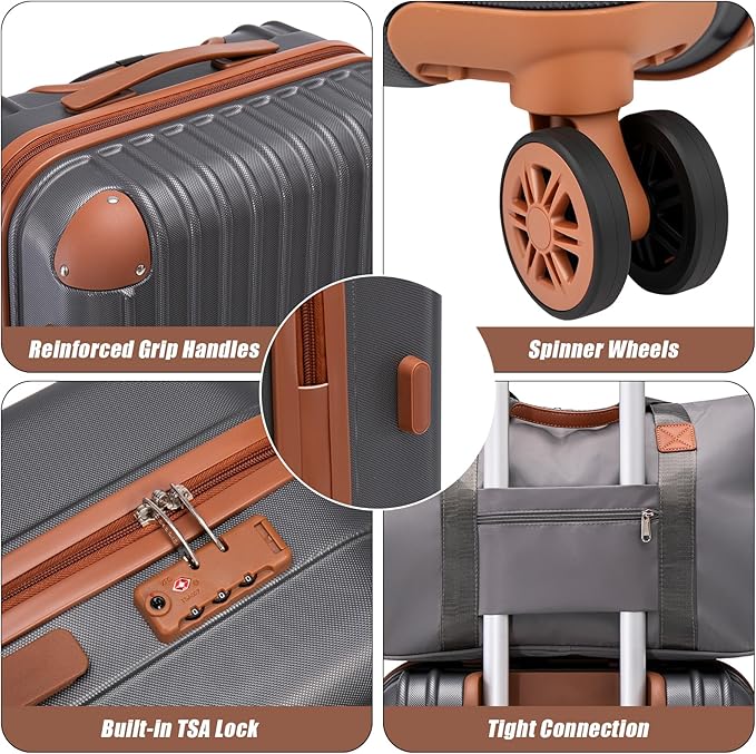 Luggage Sets 5 Piece Suitcases with Wheels, Suitcase Set ABS Hard Case Luggage with TSA Lock Spinner Wheels Durable Travel Luggage