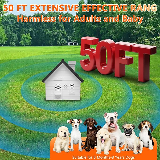 Anti Barking Device for Dogs, Bark Box, 3 Modes Dog Barking Deterrent Devices, Anti Bark Device for Dogs, Weatherproof 50 Ft Barking Dog Silencer, A Safe and Effective Anti Barking Device