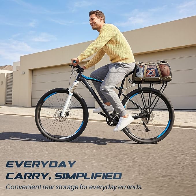 Flexzion Bike Rear Rack, 55 lbs Adjustable Bicycle Rear Rack for Back of Bike, Aluminum Bike Cargo Carrier for 26-28 Inch Wheels, Rear Mount Luggage Platform for Commuter, Touring & Cruiser Bikes