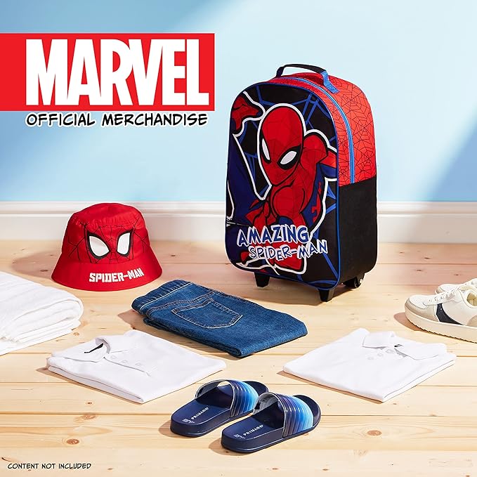 Marvel Avengers Spiderman Kids Suitcase Foldable Carry On Luggage with Wheels Lightweight Travel Trolley Bag for Vacations Trips Gifts for Boys (Multicolor Spiderman)