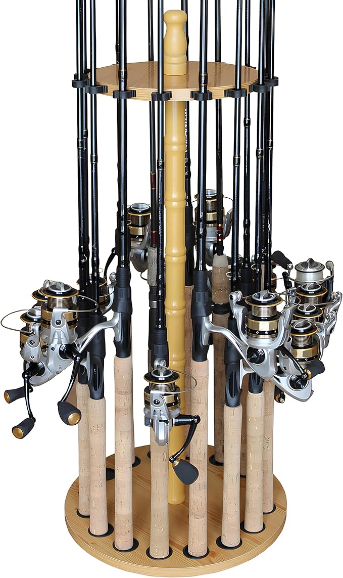 Rush Creek Creations | Rod Holder for 16 Fishing Poles, Garage Organization and Storage, for Reels, Gear, Accessories, Tackle Box