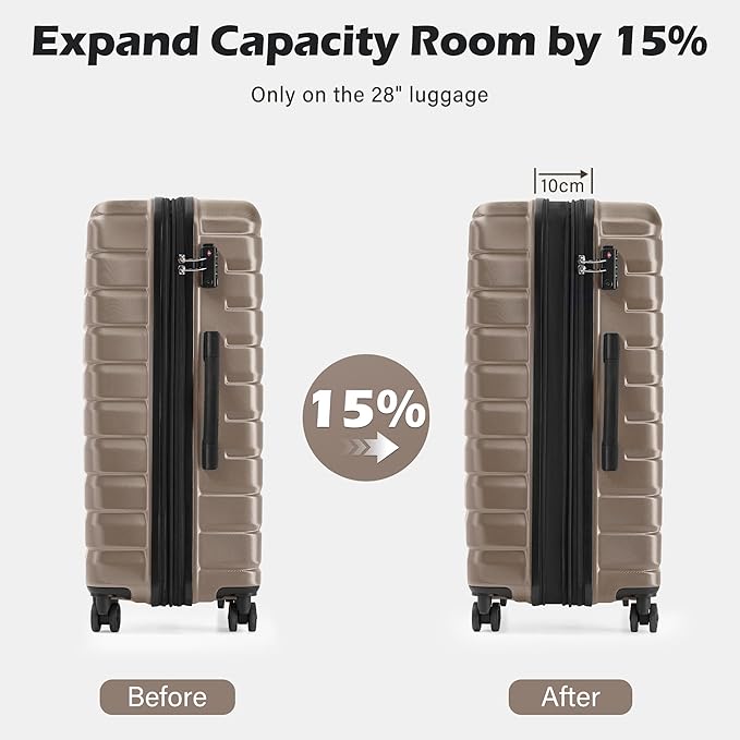 Coolife Luggage Suitcase Carry on Hardside PC+ABS Spinner TSA Lock Telescopic Handle