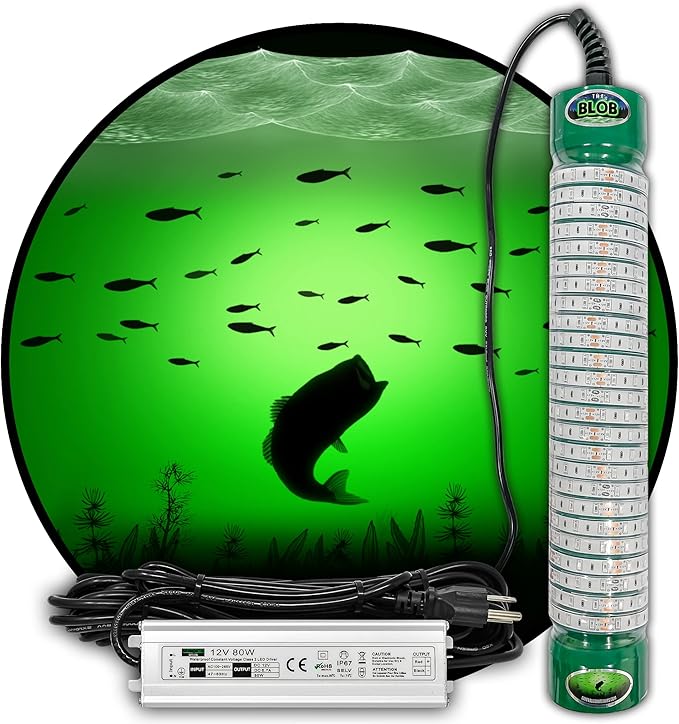 Green Blob Outdoors 水中集魚灯 7500または15000ルーメン 30ftまたは50ft 110V AC電源コード付き クラッピー、スヌーク、ナマズ、ストライパー、ベイト用 集魚器（15000ルーメン、50フィートコード）テキサス製