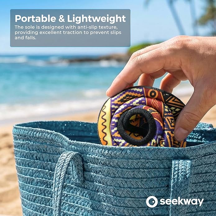 SEEKWAY マリンシューズ ウォーターシューズ レディース メンズ 大人 速乾 アクアソックス ベアフット 滑り止め ビーチ水泳 川 プール 湖 サーフィン用 ブラック SK002(U)