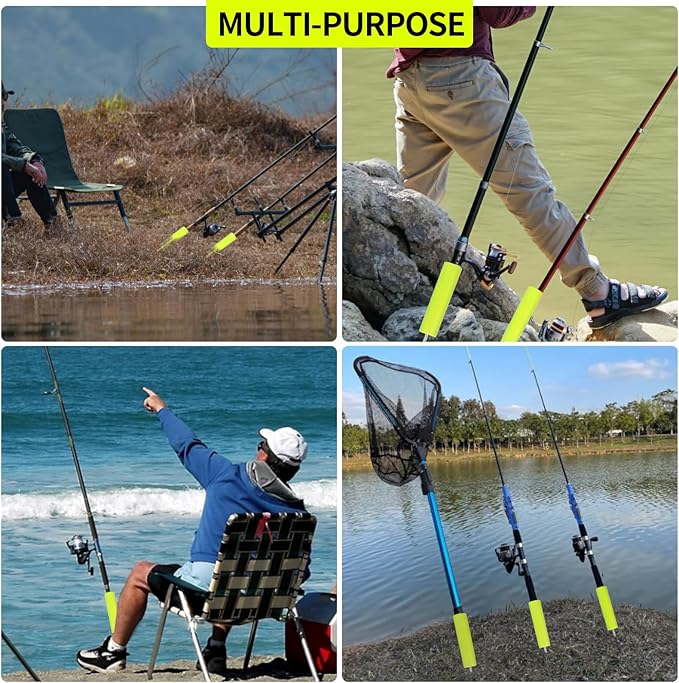 Fishing Rod Holder for Ground: 6pcs Extendable Telescopic Fishing Pole Holders for Bank Ground Sand with 12 Alarm Bells