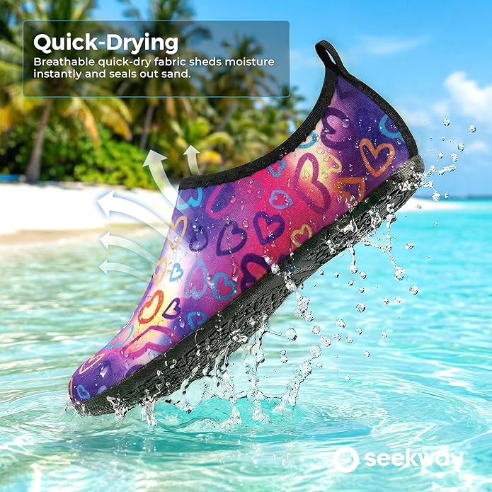 SEEKWAY Water Shoes Women Men Adult Quick-Dry Aqua Socks Barefoot Non Slip for Beach Swim River Pool Lake surf Black SK002(U)