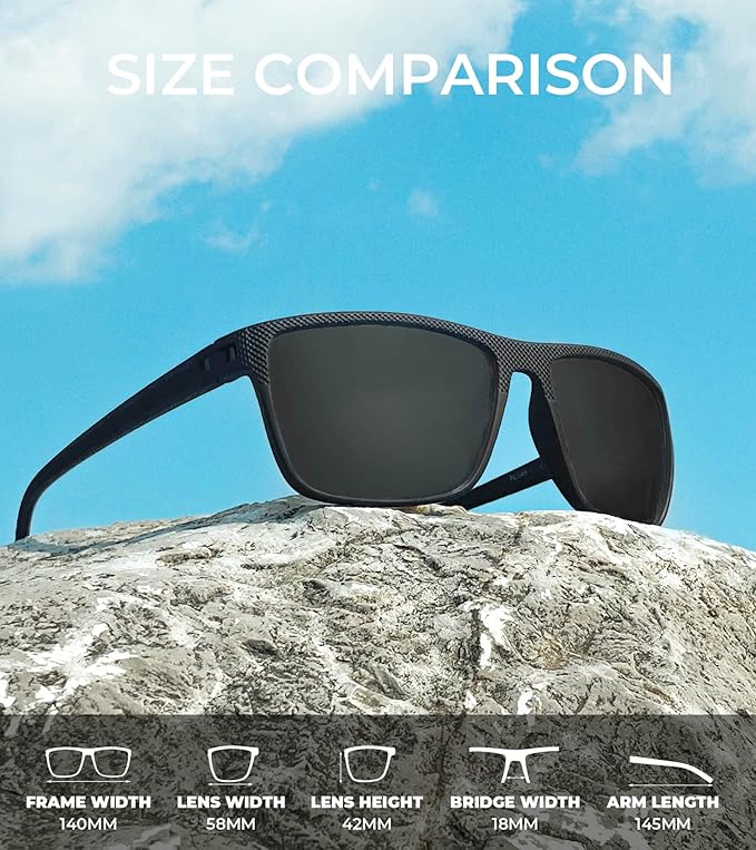 KALIYADI Polarized Sunglasses for Men, Lightweight Sun Glasses with UV Protection for Driving Fishing Golf