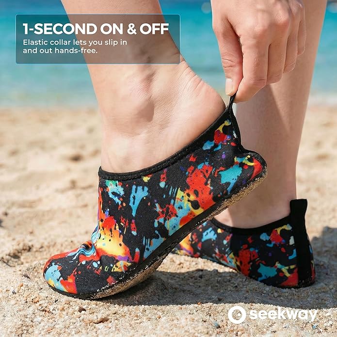 SEEKWAY Water Shoes Women Men Adult Quick-Dry Aqua Socks Barefoot Non Slip for Beach Swim River Pool Lake surf Black SK002(U)