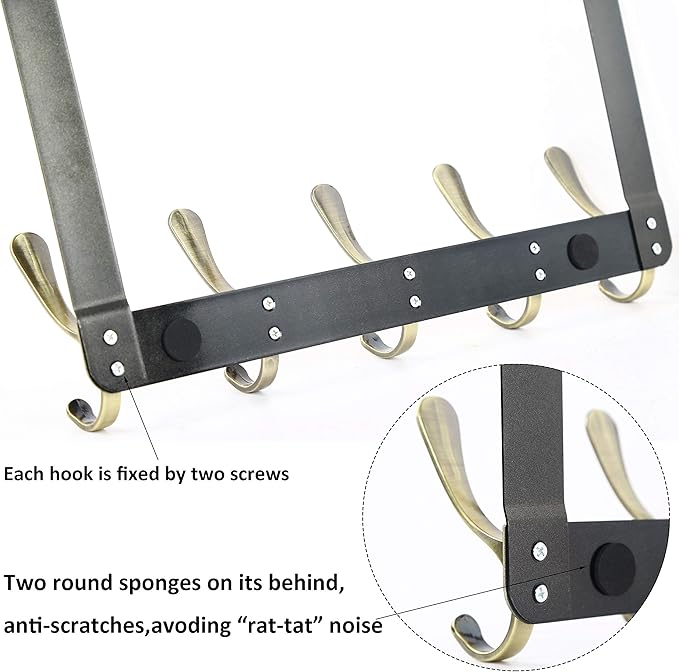 WEBI Over The Door Hook 5 Coat Hooks,Over The Door Towel Rack,Door Hanger Over Door Coat Rack for Hanging Clothes,Towels,Behind Back of Bathroom,Bronze