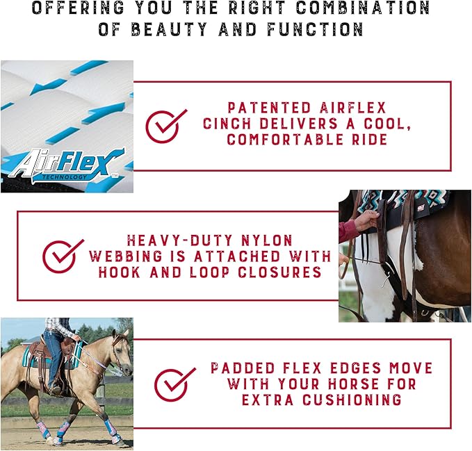 Weaver Equine AirFlex ‎Roper Horse Cinch, Anti-Slip Nylon Webbing Saddle Cinch Girth with Flat Buckle, Western Horse Riding Supplies, ‎Black