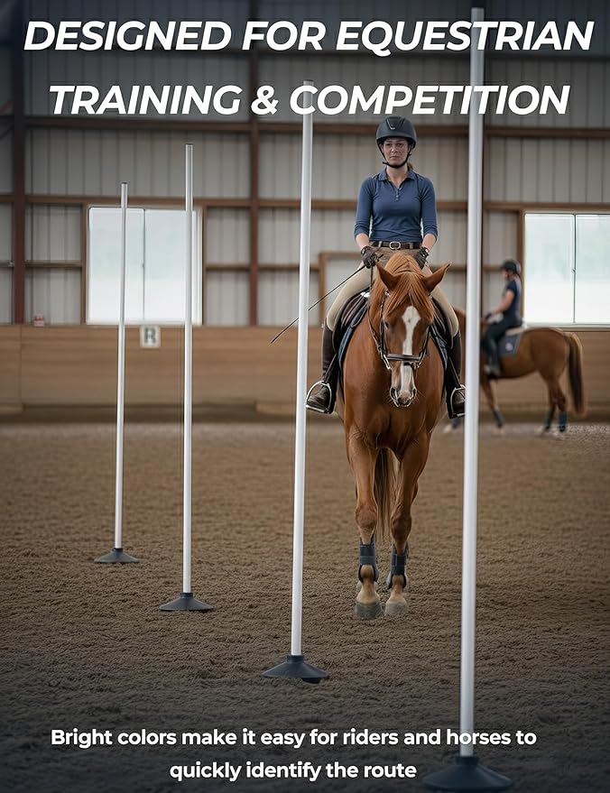 6 Pcs 6FT Pole Bending Poles for Horses, Adjustable Equestrian Sports Training Equipment for Horses, Agility Poles for Horses, Soccer, Football, Dog