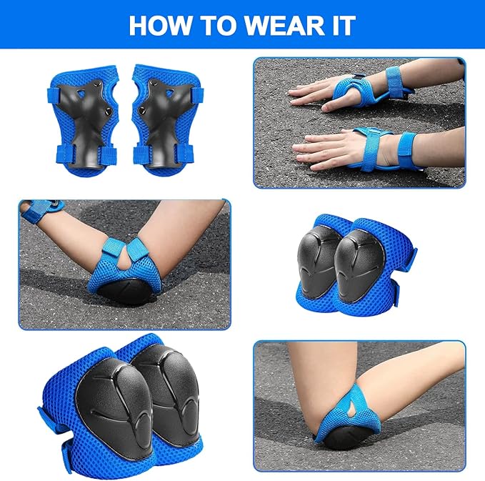 Knee Pads for Kids， Knee Pads and Elbow Pads Set Toddler 3-10 Years Protective Gear Set for Girls Boys with Wrist Guards for Skating Cycling Bike Rollerblading Scooter