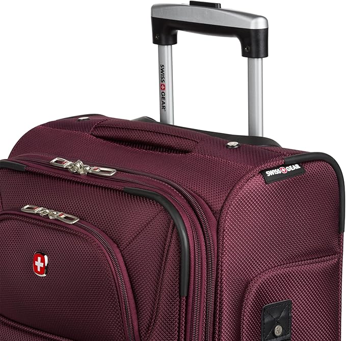 SwissGear Sion ソフトサイド 拡張可能ラゲージ – 360度回転ホイールと格納式ハンドル付き機内持ち込み用スーツケース – 21インチ、1～3泊の旅行に最適 – メルロー