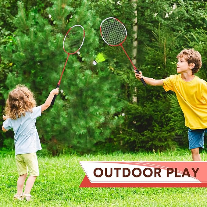 12 Pack Badminton Rackets Set Including Badminton Racquets, Nylon Shuttlecocks and Carry Bag for Outdoor Backyard Games Beginners