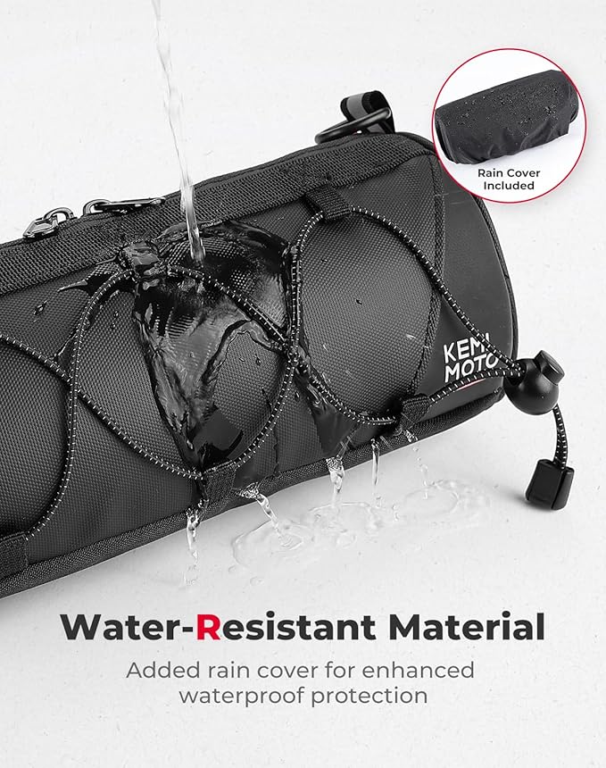 KEMIMOTO Bike Handlebar Bag with Waterproof Rain Cover Front Bike Bag for Bicycles - Water-resistant Dual Zippers for Mountain Road Bike, Cycling Commuter Shoulder Bag Professional Bicycle Accessories