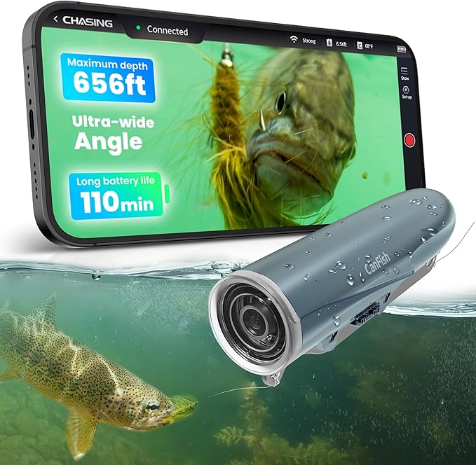 CanFish Fishing CamX Fishing Finders Camera, HD 1080P &136°Ultra-Wide-Angle,656FT ROV Waterproof Motion Sensing Segmented Intelligent Recording Camera