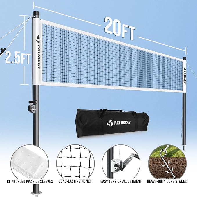 Badminton Set for Backyard, Outdoor Badminton Net with Anti-Sag Design, 4 Professional Badminton Rackets, 4 Shuttlecocks and Carry Bag for Lawn or Beach