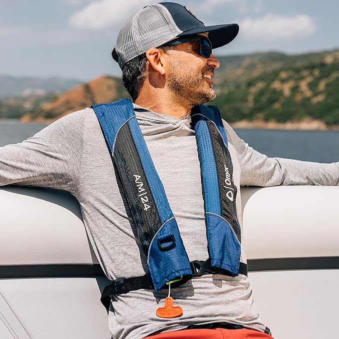 Onyx A/M-24 Automatic/Manual Inflatable Life Jacket, U.S. Coast Guard Approved, Low Profile, Compact Design, Manual Convertible Inflation Option