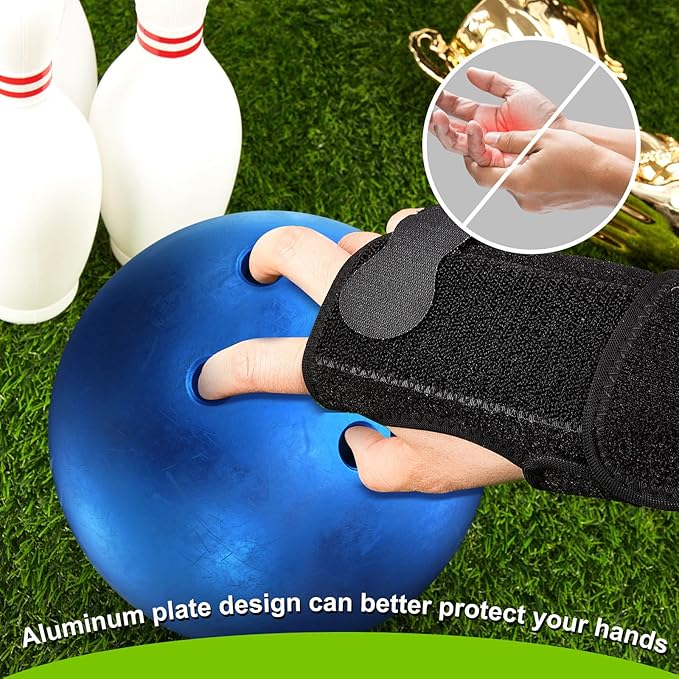 Shappy Bowling Wrist Support Brace with Thumb Spica Splint Left Hand Breathable Wrist Gloves Splint with Removable Aluminum Plate for Women Tendonitis Arthritis Sprains (Black)