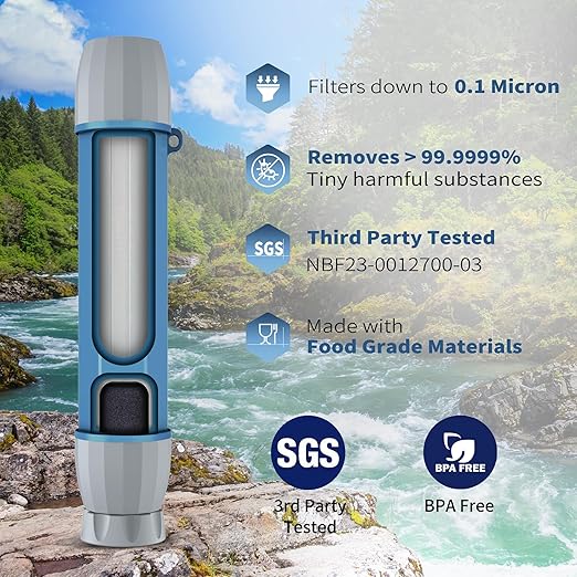 携帯用浄水器ストロー 2個パック サバイバル用 個人用ストロー 浄水器 サバイバル用品 ハイキング キャンプ 旅行 緊急時用