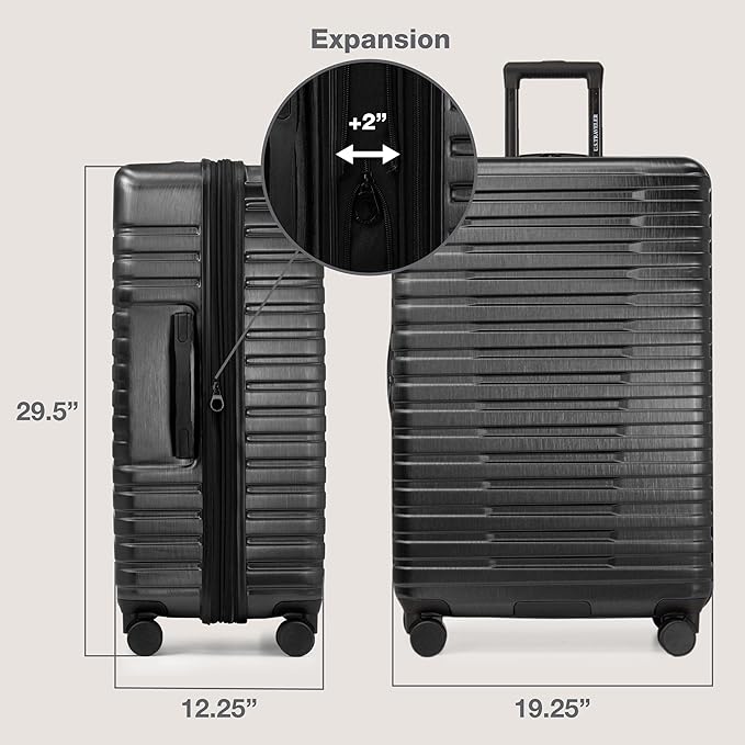 U.S. Traveler Boren 拡張可能ハードサイド 頑丈な旅行用荷物 8つのスピナーホイール付き ブラック 3点セット