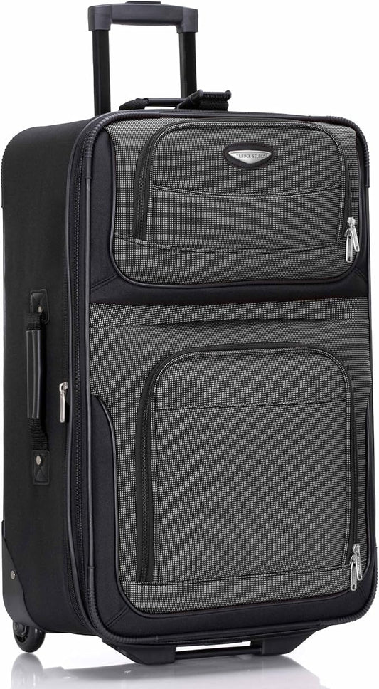 Travel Select Amsterdam Softside Expandable Luggage with Rolling Wheels, Gray, 25-Inch Medium