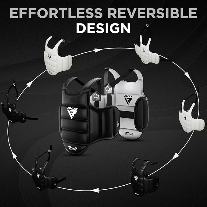 RDX Boxing Body Protector Reversible, Kickboxing MMA Muay Thai Chest Guard, Sparring Training Heavy Punching, Adjustable Shield, Martial Arts Upper Belly Protection Pad, Taekwondo TKD Vest